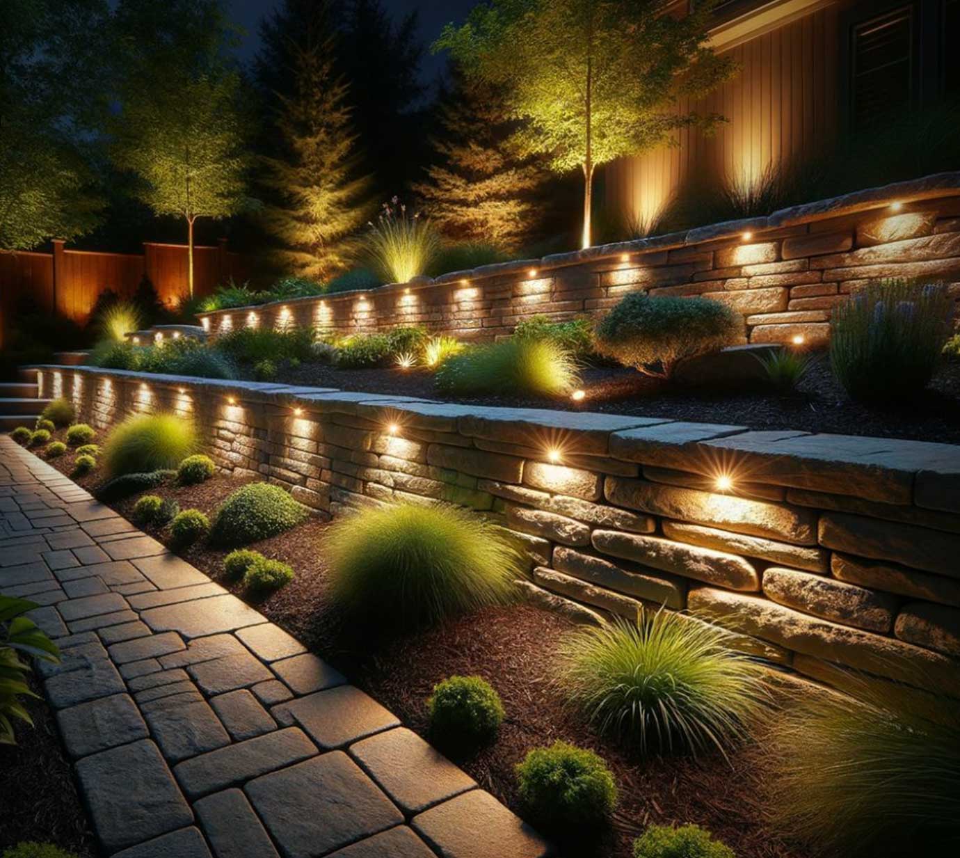 lighting-3 Accent lighting for retaining walls - installation in Bucks County, PA