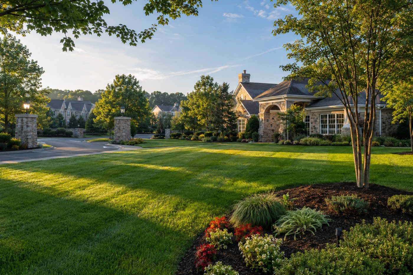 HOA -TURF PICTURE Healthy HOA community lawn maintained by Rockport
